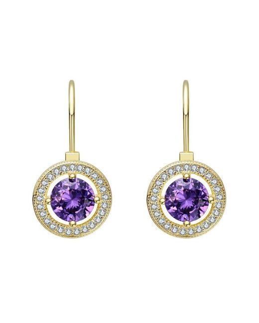 Rachel Glauber Blue 14K Diamond Cz Dangle Earrings