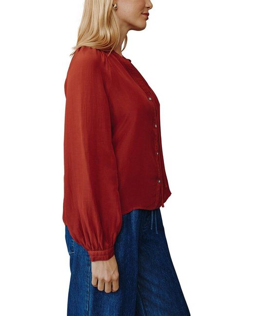 Bella Dahl Red Raglan Button Down Shirt