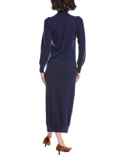 Brodie Cashmere Blue Turtleneck Wool & Cashmere-Blend Sweaterdress