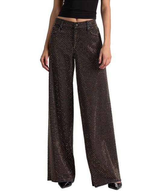 Alice + Olivia Black Amazing Low-Rise Embellished Baggy Jean