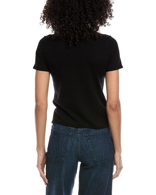 7 For All Mankind Black Mock Neck Wool-Blend Top