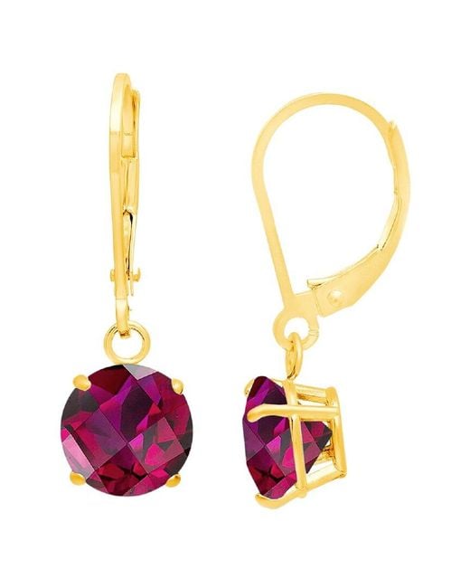 MaxColor Metallic 10k 4.50 Ct. Tw. Lab-grown Ruby Dangle Earrings