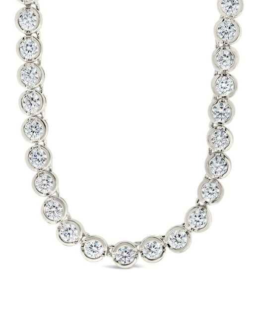 Sterling Forever Metallic 14k Plated Cz Helene Bezel Tennis Necklace