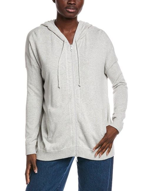 Minnie Rose Gray Cashmere-Blend Oversized Zip Hoodie