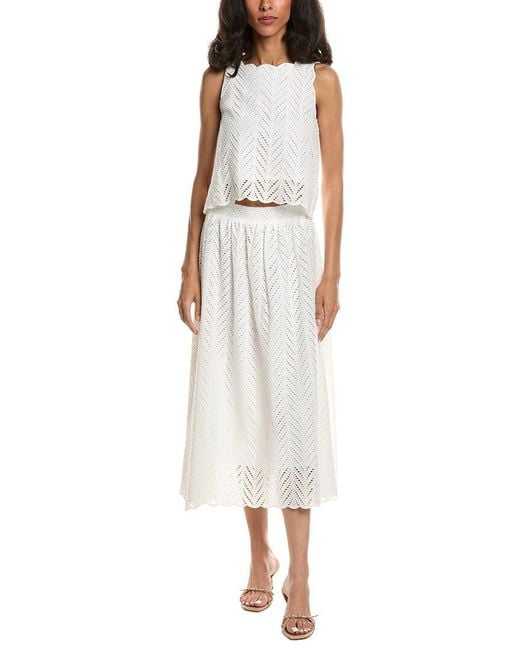 Sail To Sable White 2Pc Top & Midi Skirt Set