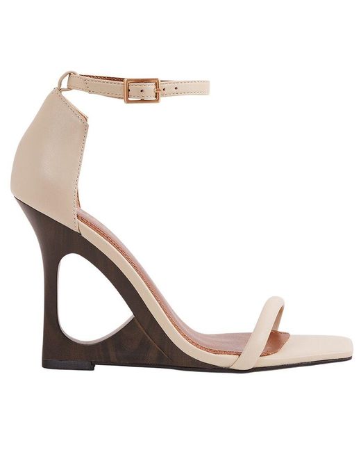 Reiss Natural Cora Strappy Leather Wedge