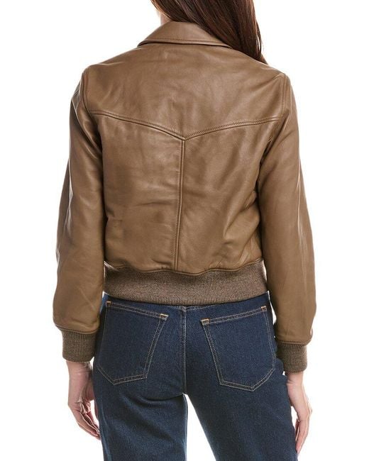 Officine Generale Brown Officine Generale Daniah Leather Bomber Jacket