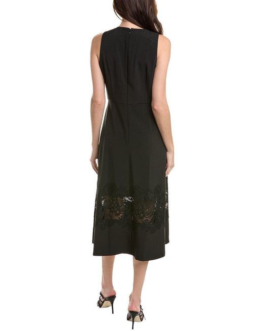 Anne Klein Black Fit And Flare Midi Dress