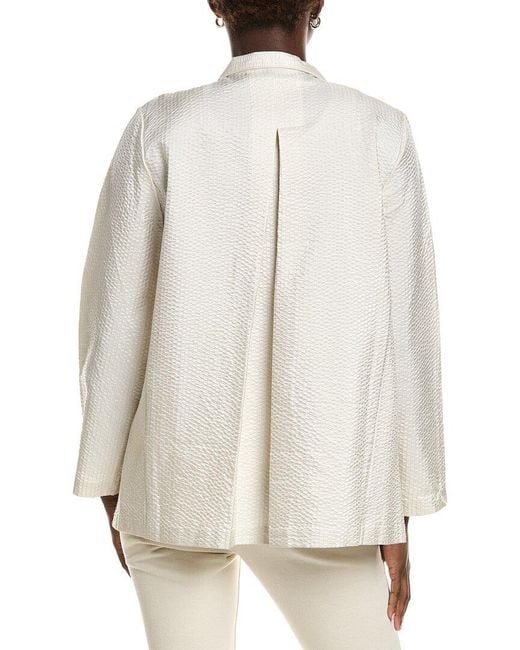 Eileen Fisher Natural Stand Collar Silk Jacket