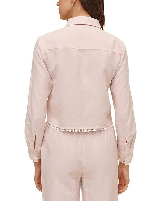 Bella Dahl White Cropped Linen-Blend Shirt