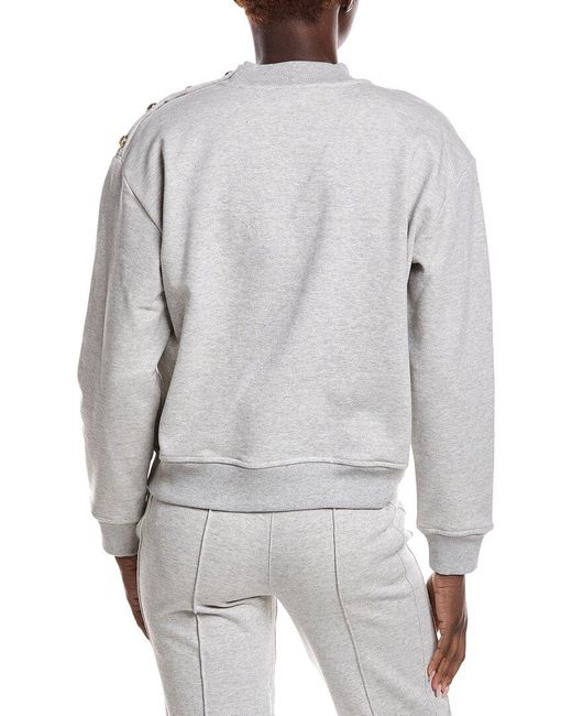 10 Crosby Derek Lam Gray Hylda French Terry Button Shoulder Sweatshirt