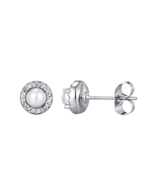 Adornia Metallic Plated 5Mm Pearl Halo Stud Earrings