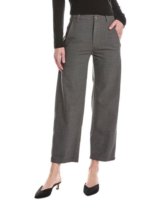 Brunello Cucinelli Gray Wool-Blend Pant