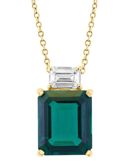 Effy Fine Jewelry Metallic 14K 5.34 Ct. Tw. Lab-Grown Diamond & Lab-Grown Emerald Necklace