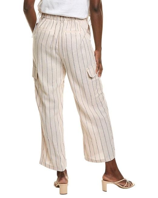 Ellen Tracy Natural Linen-Blend Cargo Pant