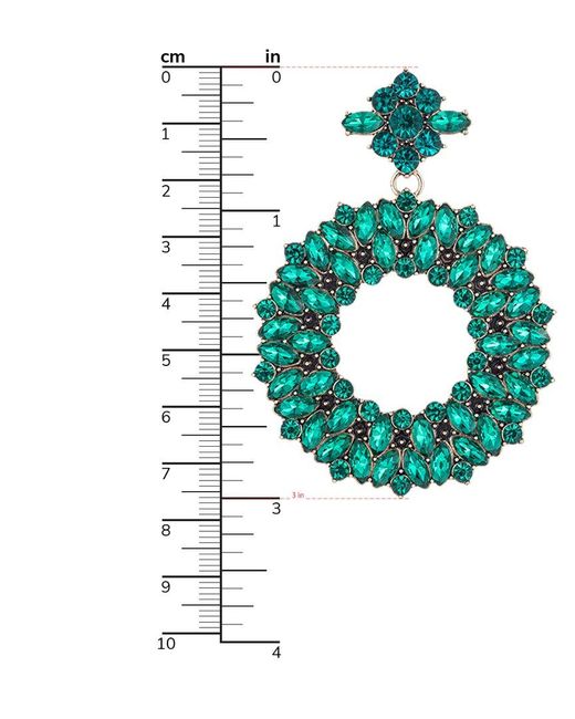 Eye Candy LA Green Crystal Loop Drop Earrings