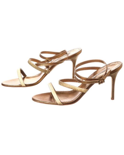 Manolo Blahnik Brown Lidia 90 Leather Sandal (Authentic Pre-Owned)