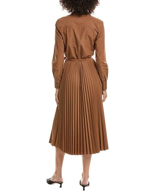 10 Crosby Derek Lam Brown Kenza Pleated Midi Dress