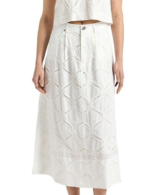 10 Crosby Derek Lam White Nydia Cotton Eyelet Midi Skirt