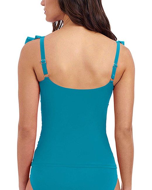 Gottex Blue Tutti Frutti Square Neck Ruffle Tankini