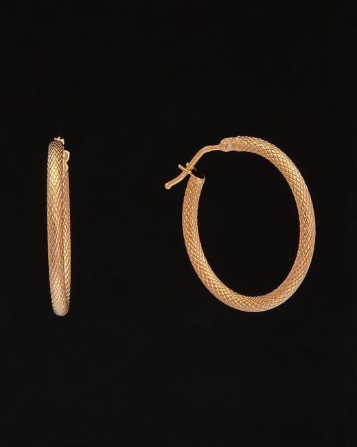Italian Gold Black 14k Italian Rose Gold Textured Hoops