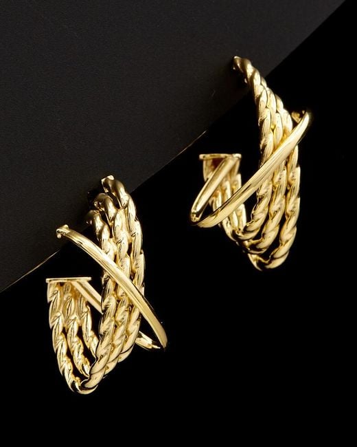 Italian Gold Black 14k Half-hoop Earrings