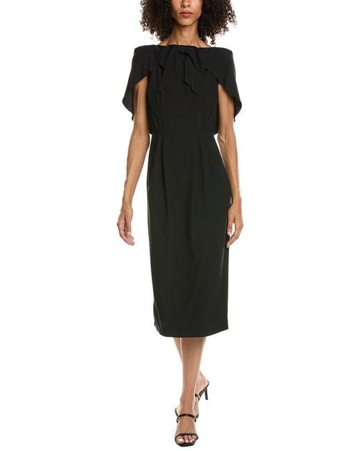 Prada Black Bow Detailed Crepe Midi Dress