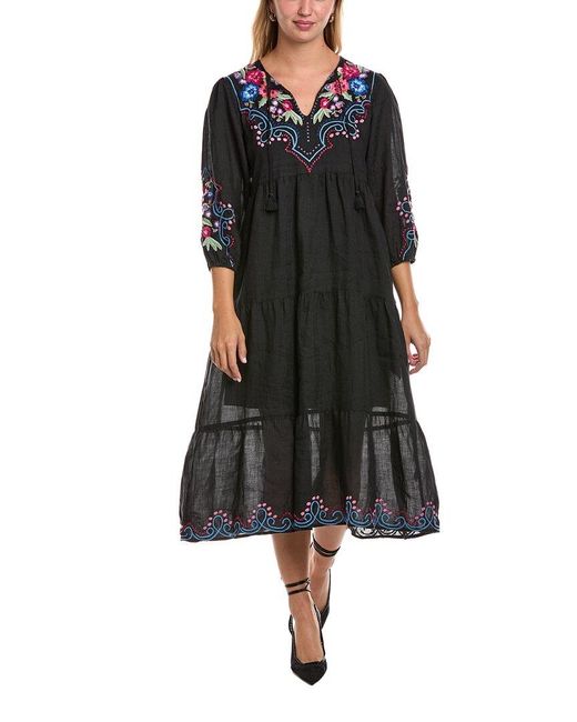 Johnny Was Black Tiered House Maxi Dress