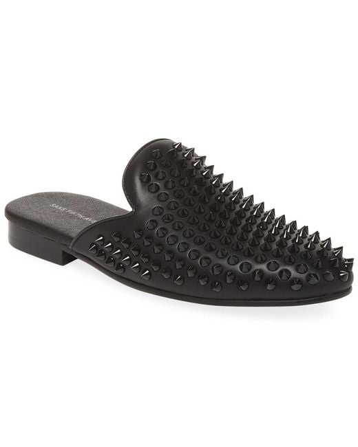 Saks Fifth Avenue Black Rudy Spike Covered Mule for men