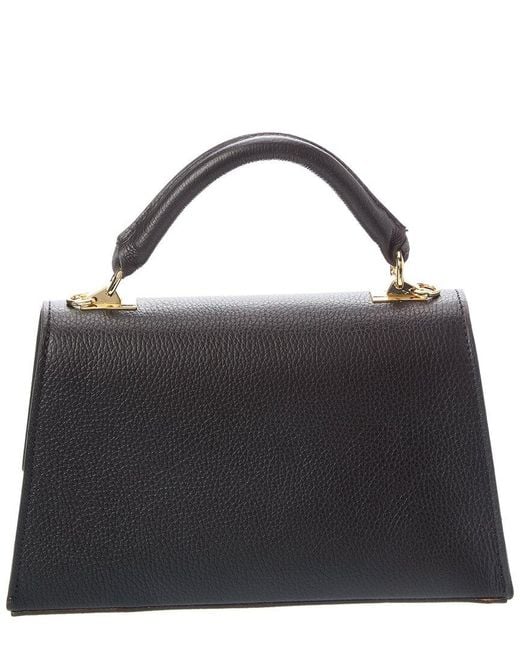 Italian Leather Black Top Handle Bag