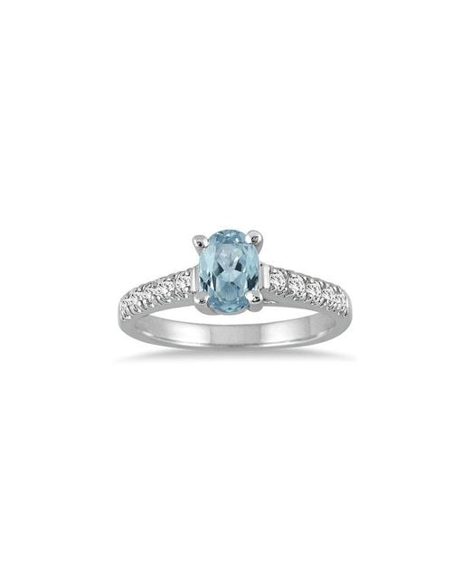 Gem Spark White 14K 1.19 Ct. Tw. Diamond & Aquamarine Ring