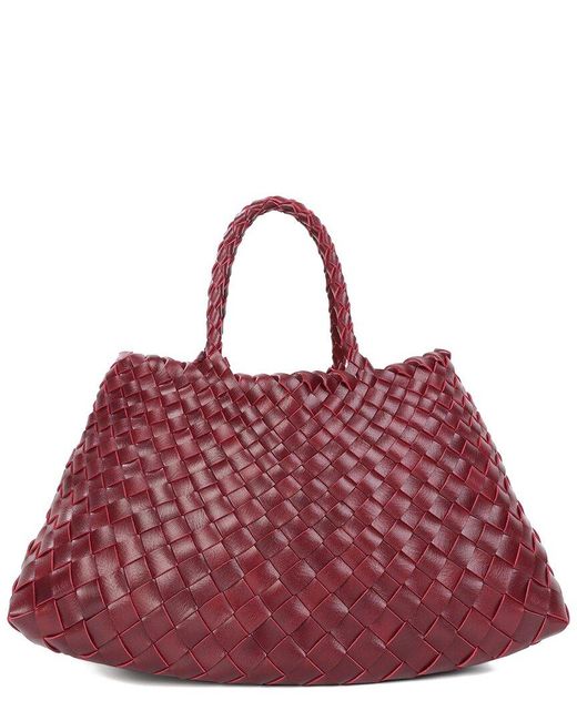 Tiffany & Fred Paris Red Hand-Woven Leather Tote