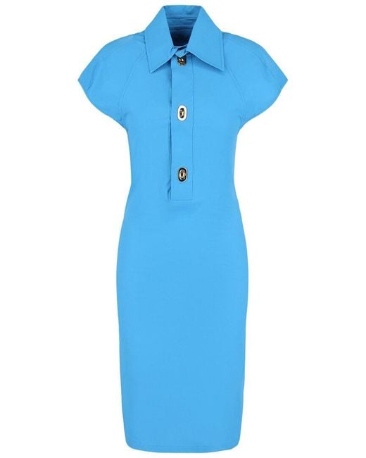 Bottega Veneta Blue Cap Sleeve Midi Dress
