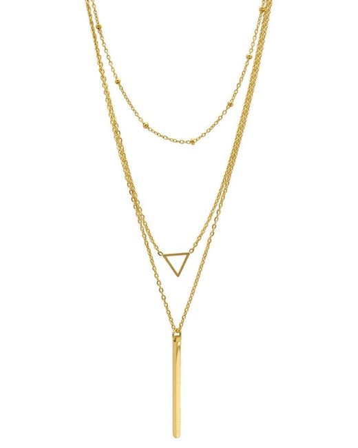 Adornia Metallic 14k Plated Layered Pendant Necklace Set