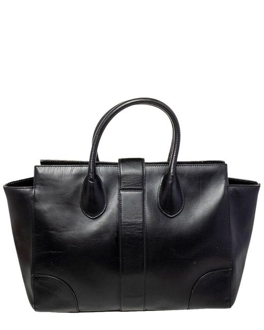 Gucci Black Leather Lady Buckle Tote (Authentic Pre-Owned)