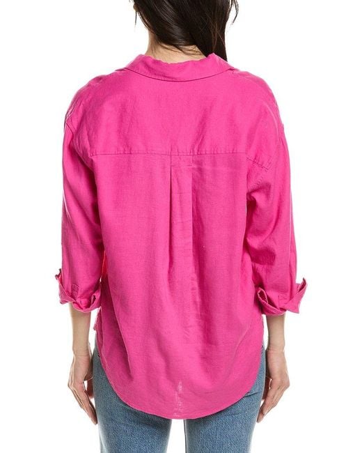 Z Supply Pink Alfie Button Up Linen-Blend Shirt