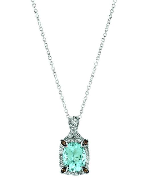 Le Vian Metallic Le Vian 14k White Gold 1.54 Ct. Tw. Diamond & Aquamarine Pendant Necklace