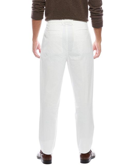 Brunello Cucinelli White Pleated Easy Fit Pant for men
