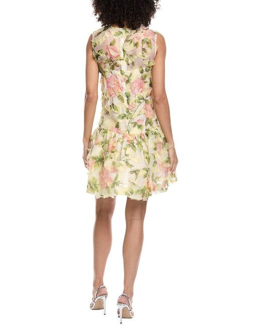 Oscar de la Renta Natural English Rose Fil Coupe Silk-Blend Mini Dress
