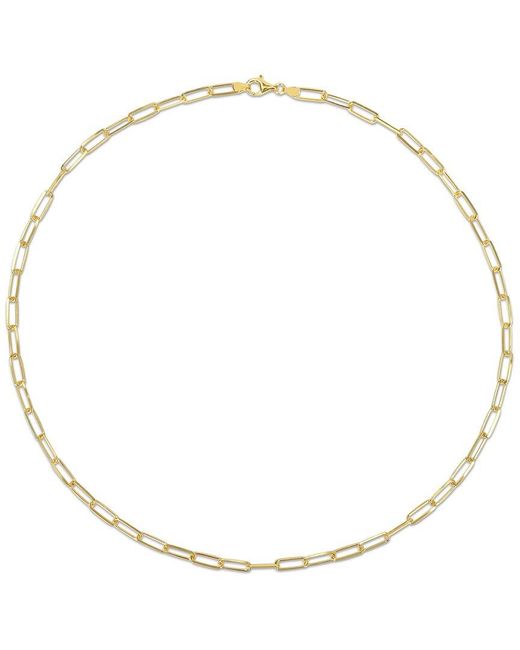 Italian Silver Metallic 18K Over Diamond-Cut Paperclip Chain Necklace
