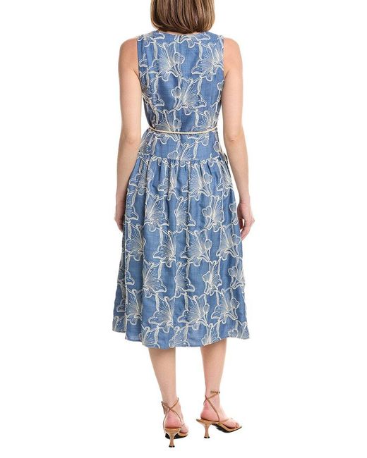 Julia Jordan Blue Lightweight Chambray Sleeveless Midi Dress