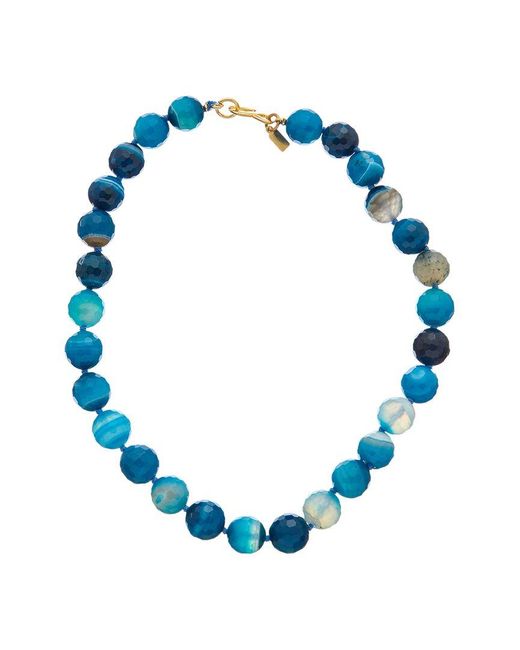 Kenneth Jay Lane Blue Plated Agate Beaded Necklace