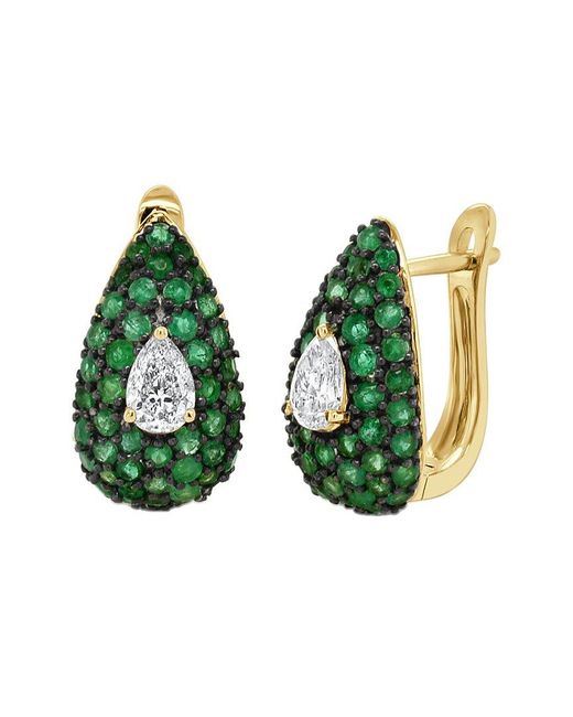 Sabrina Designs Green 14K 1.64 Ct. Tw. Diamond & Emerald Huggie Earrings