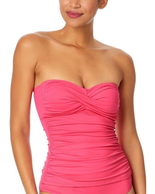 Anne Cole Pink Twist Front Bandeaukini