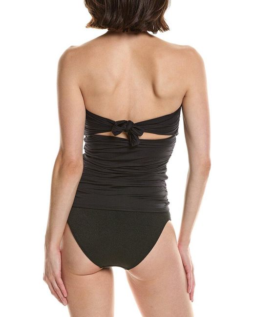 Carmen Marc Valvo Black Shirred Tankini
