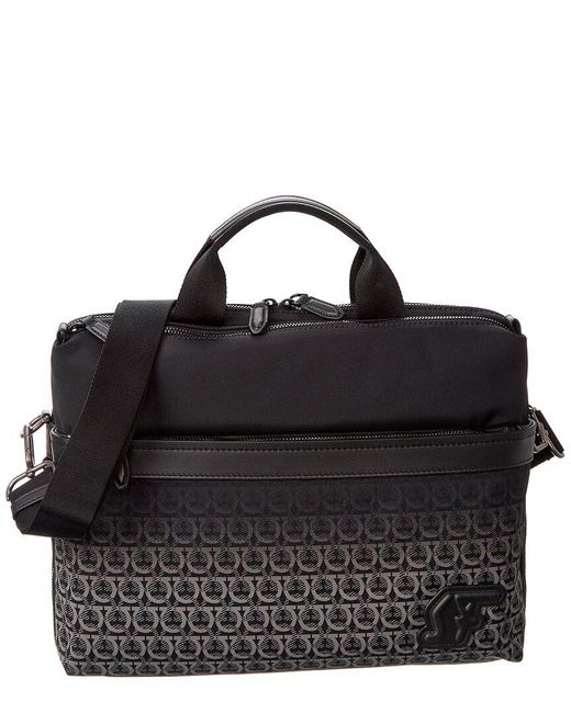 Ferragamo Synthetic Gancini Nylon Messenger Bag in Black for Men - Lyst