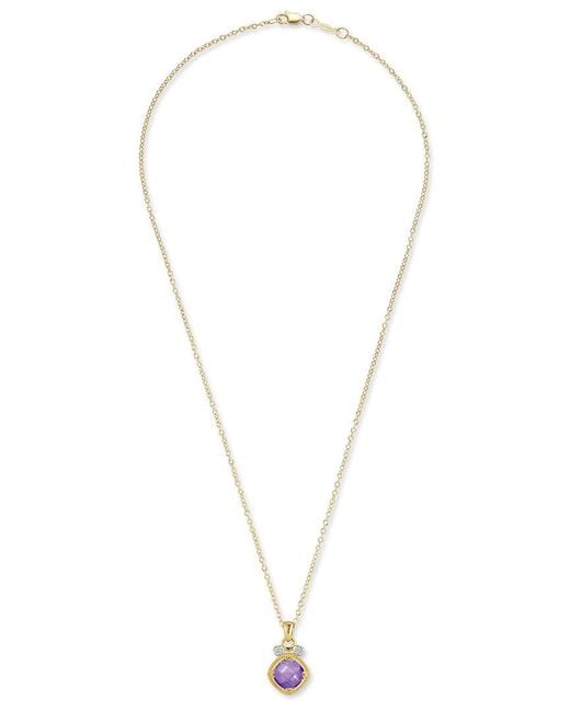 Reiss Metallic 14K 2.07 Ct. Tw. Diamond & Amethyst Necklace