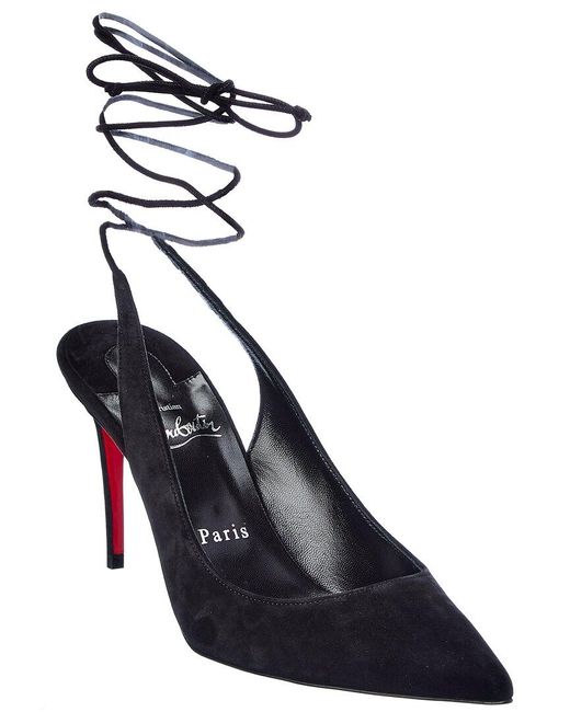 Christian Louboutin Blue Lace-Up Kate 85 Suede Pump