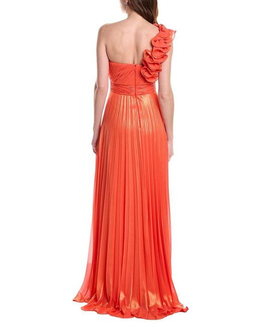 Jovani Red Pleated One-Shoulder Gown