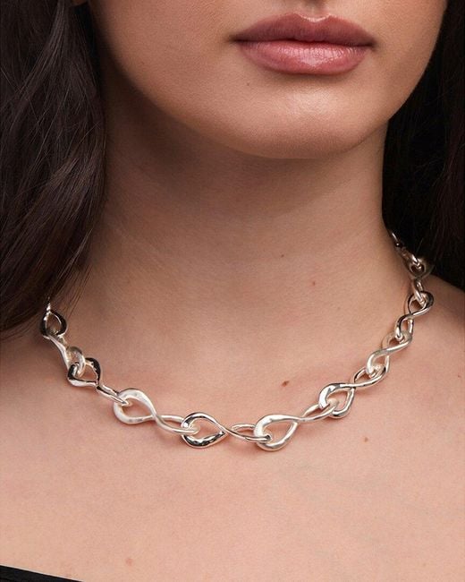 Saachi White Infinity Link Collar Necklace